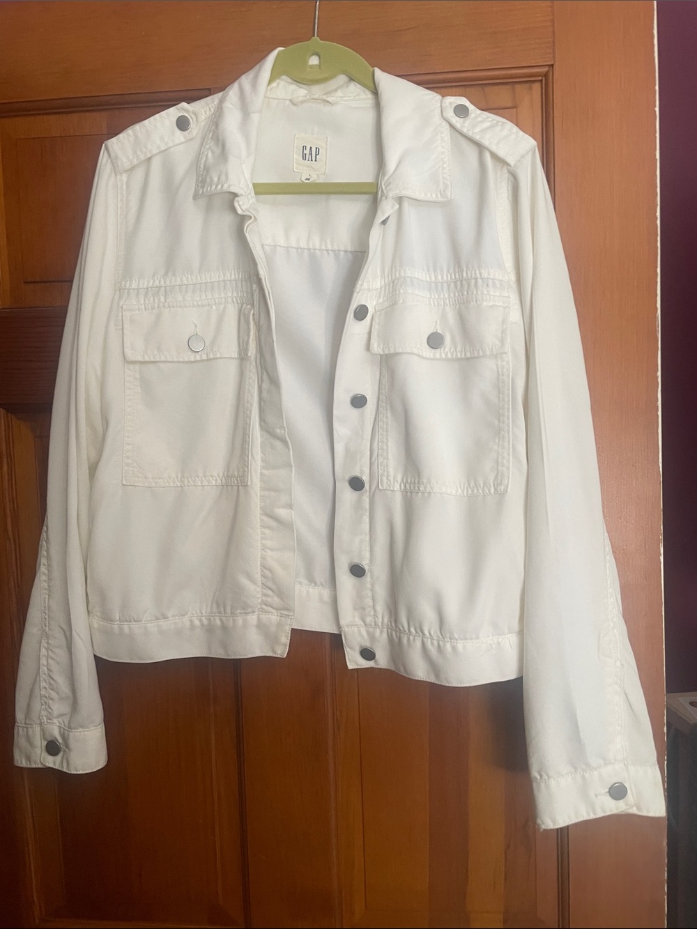 GAP White Utility Jacket with Snap Pockets Large Mint